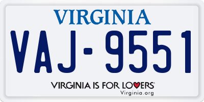 VA license plate VAJ9551
