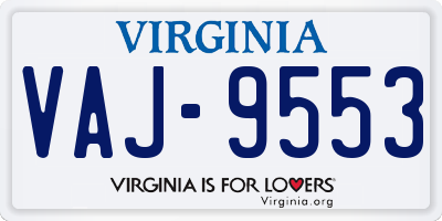 VA license plate VAJ9553