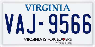 VA license plate VAJ9566