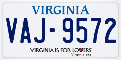 VA license plate VAJ9572