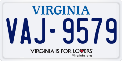 VA license plate VAJ9579