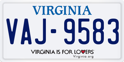 VA license plate VAJ9583