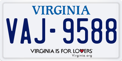 VA license plate VAJ9588