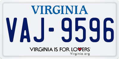 VA license plate VAJ9596