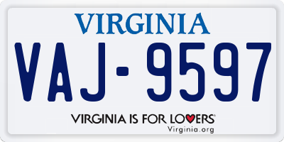 VA license plate VAJ9597