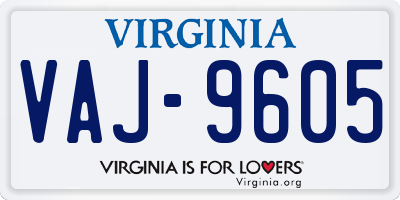 VA license plate VAJ9605