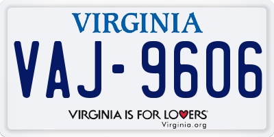 VA license plate VAJ9606