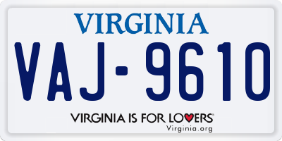 VA license plate VAJ9610