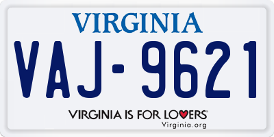 VA license plate VAJ9621