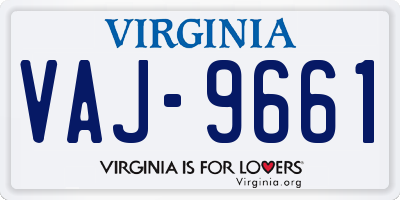 VA license plate VAJ9661