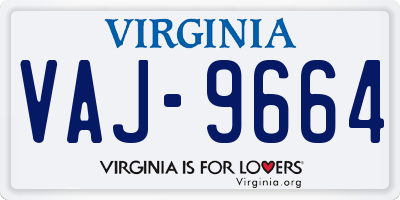 VA license plate VAJ9664