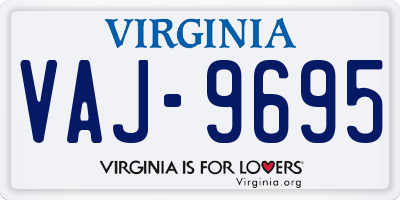 VA license plate VAJ9695