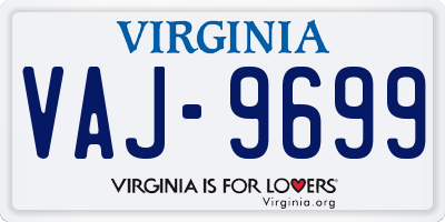 VA license plate VAJ9699