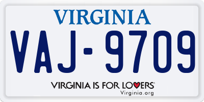 VA license plate VAJ9709