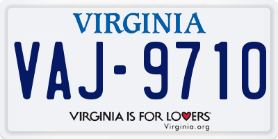 VA license plate VAJ9710
