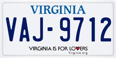 VA license plate VAJ9712