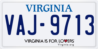VA license plate VAJ9713