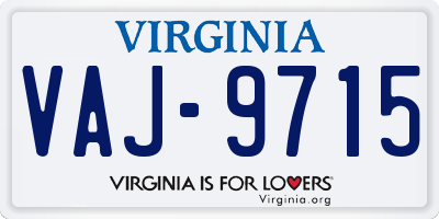 VA license plate VAJ9715