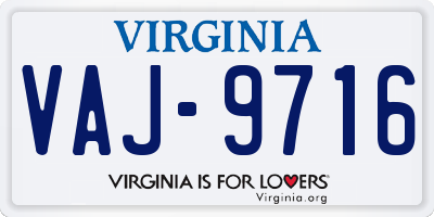 VA license plate VAJ9716