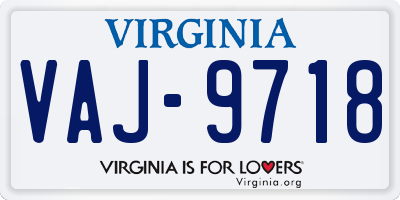 VA license plate VAJ9718