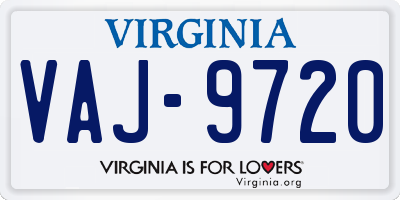 VA license plate VAJ9720