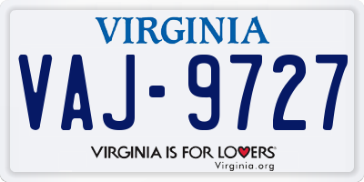 VA license plate VAJ9727