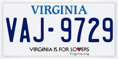 VA license plate VAJ9729