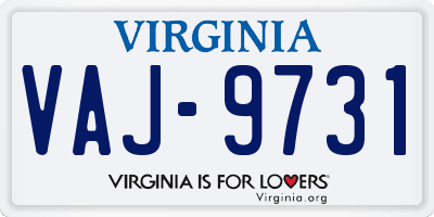 VA license plate VAJ9731