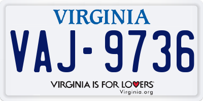 VA license plate VAJ9736