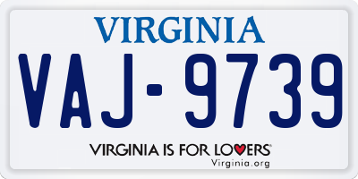 VA license plate VAJ9739