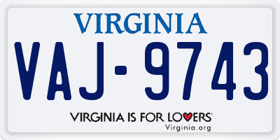 VA license plate VAJ9743