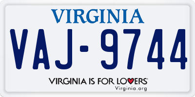 VA license plate VAJ9744