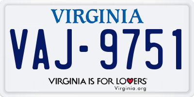 VA license plate VAJ9751