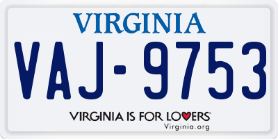 VA license plate VAJ9753