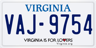 VA license plate VAJ9754