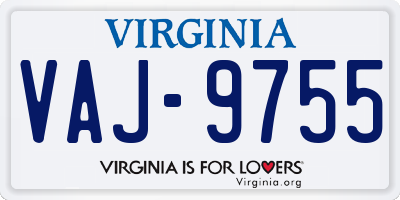 VA license plate VAJ9755