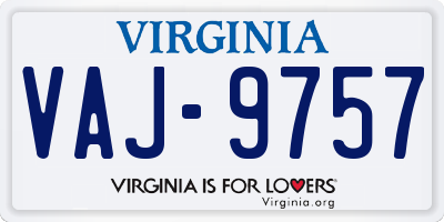 VA license plate VAJ9757