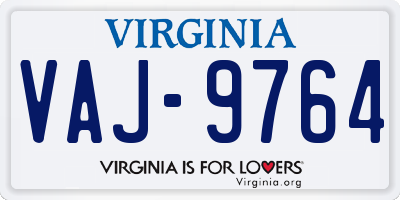 VA license plate VAJ9764