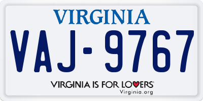 VA license plate VAJ9767