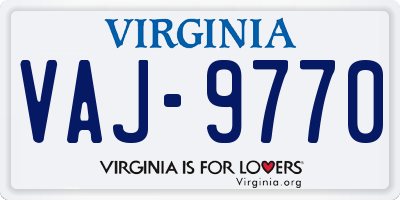 VA license plate VAJ9770