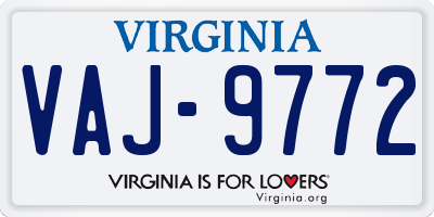 VA license plate VAJ9772