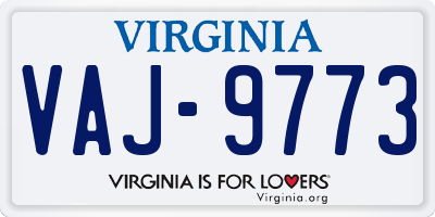 VA license plate VAJ9773