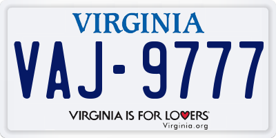 VA license plate VAJ9777