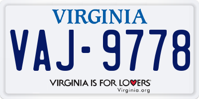 VA license plate VAJ9778