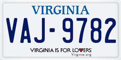 VA license plate VAJ9782