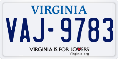 VA license plate VAJ9783