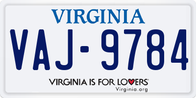 VA license plate VAJ9784