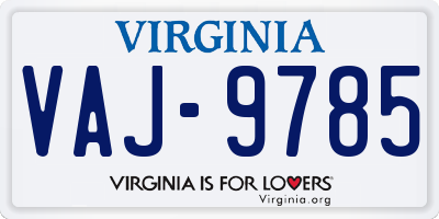 VA license plate VAJ9785