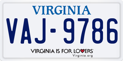 VA license plate VAJ9786