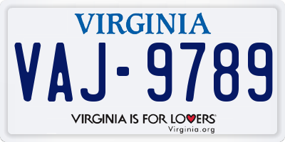VA license plate VAJ9789